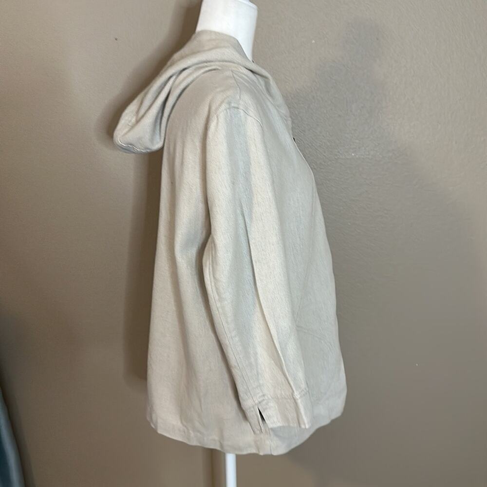 Coldwater Creek 100% Linen Hooded Swing Neutral Lagenlook Jacket Size M - Picture 5 of 7